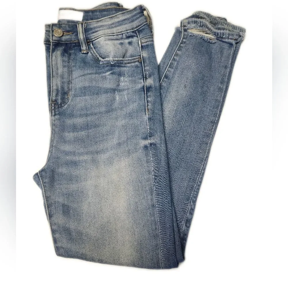 Vervet Blue, Light Blue Wash, Distressed, High Rise, Skinny Jeans, 25